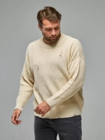 Молочный рваный джемпер