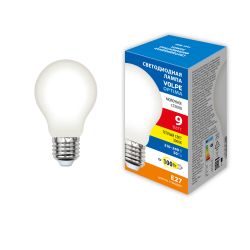 LED-A60-9W-3000K-E27-FR-SLF Лампа светодиодная. Форма A. матовая. Теплый белый свет 3000K. ТМ Volpe