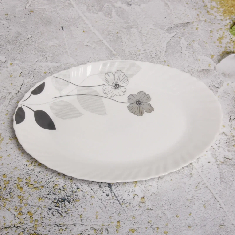 Блюдо сервировочное «Grey flowers» 29,5*22,5см стеклокерамика