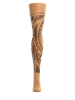 Женские колготки с имитацией тату-чулка на левой ноге (Размер: S-M-L) (Цвет: бежевый)