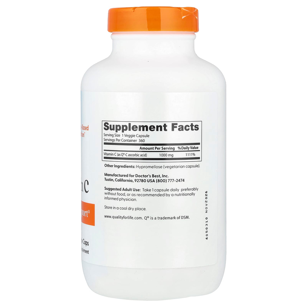 Doctor's Best, Витамин C с Quali-C, 1000 мг, 360 вегетарианских капсул