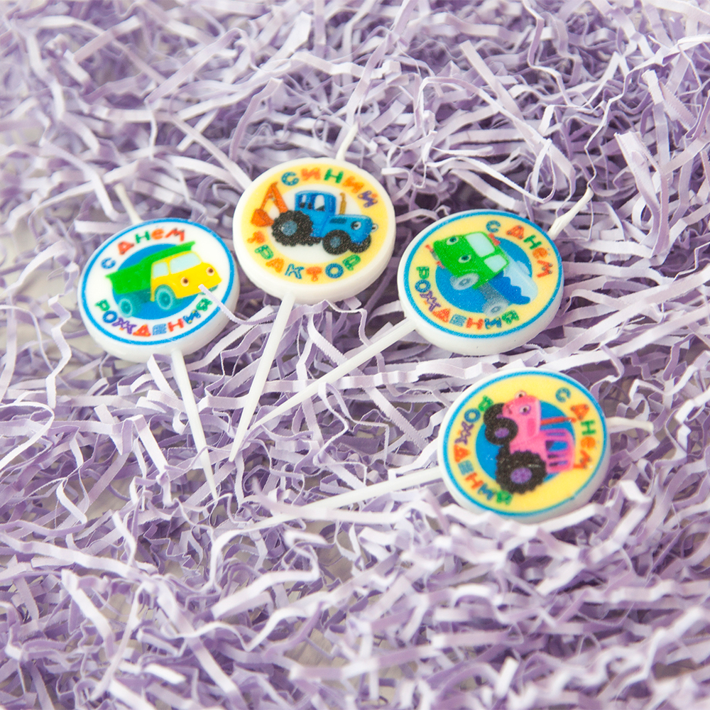 Свечи фигурные круглые «Синий трактор» 6,5 см, 5 шт