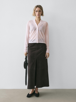 Massimo Dutti Трикотажный кардиган из смесовой шерсти, пастельно-розовый