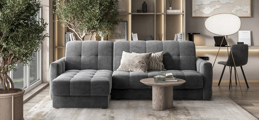 Угловой диван Босс Слип 160 Велюр Монолит серый