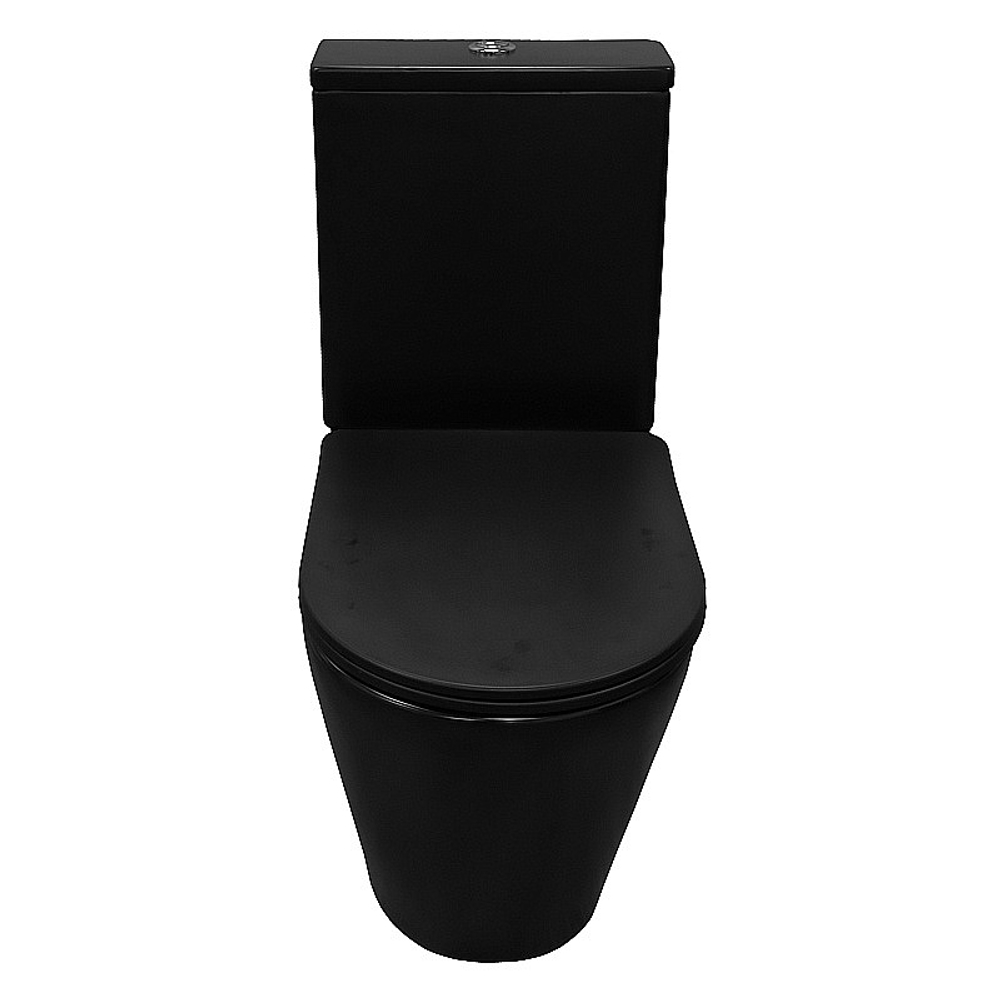 Унитаз напольный Azario Black Queen AZ-8380 черный матовый, безободковый, с бачком, с крышкой микролифт