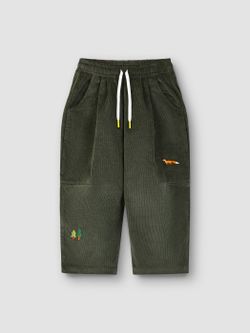 Широкие брюки хаки с вышивкой ЛЕС