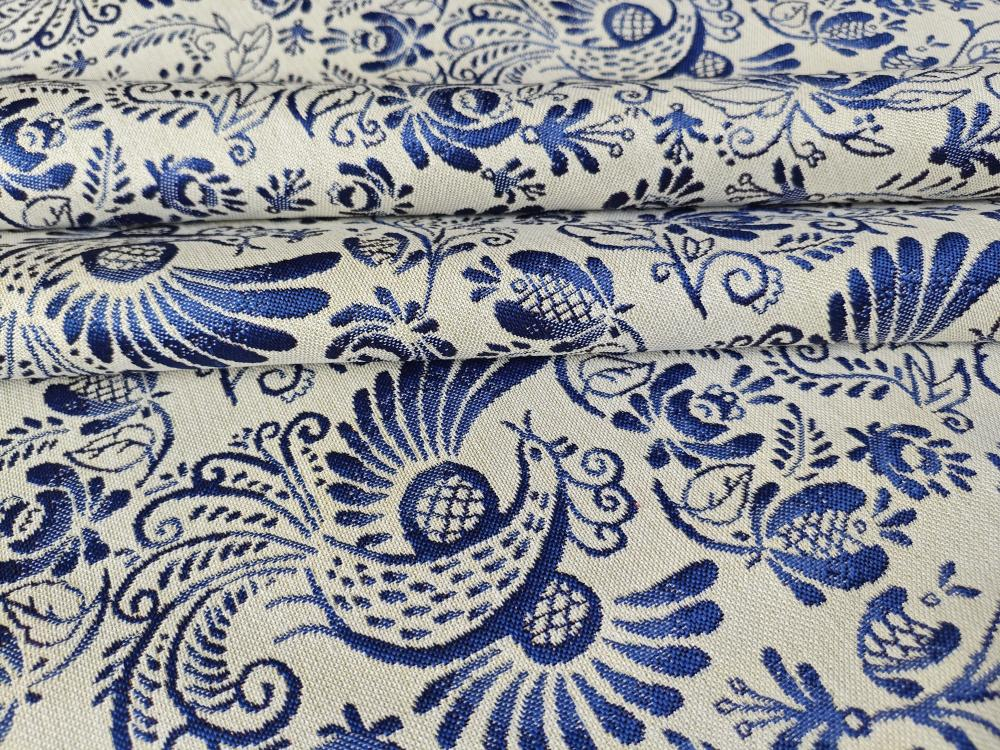 Гобелен в русском стиле Гжель Синяя птица ширина 140 см