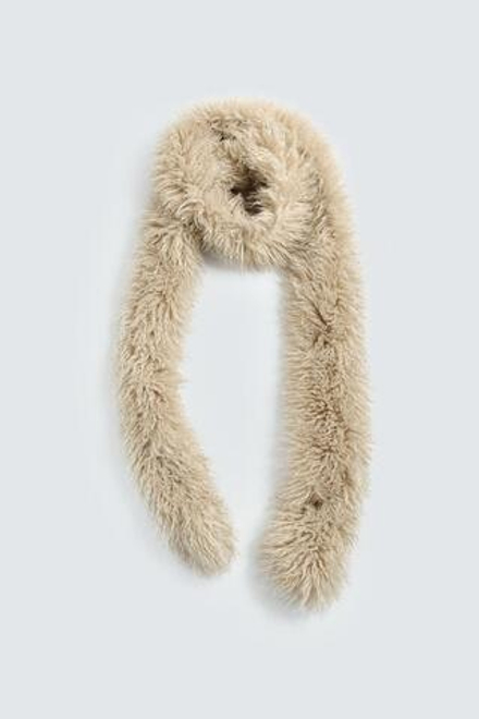 ZARA HARRY LAMBERT X DISNEY ШАРФ ИЗ ИСКУССТВЕННОГО МЕХА, ЭКРЮ