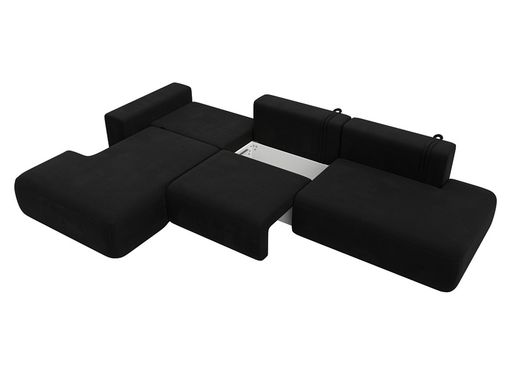 Диван угловой Лига-036 НПБ Модерн Лонг левый угол МИКРОВЕЛЬВЕТ Черный
