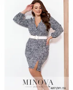 Платье 156-1-синий-белый Minova