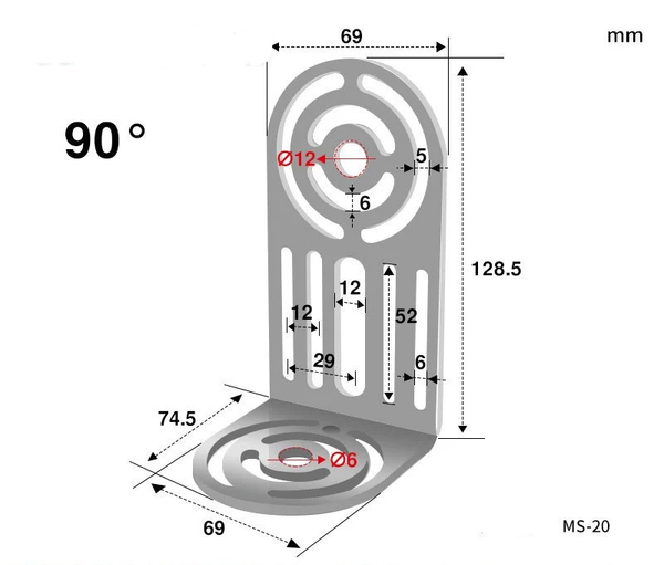 90°Extended fixed plate (vr-20zl) adapted to ms-20 main body