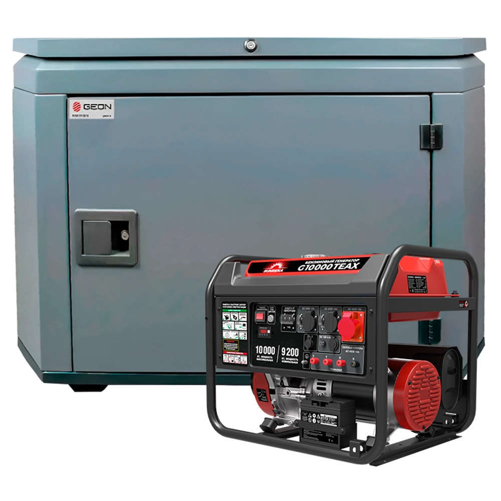 Генератор бензиновый SUNREKA G10000TEAX с кожухом Geon 1200 RAL 7024