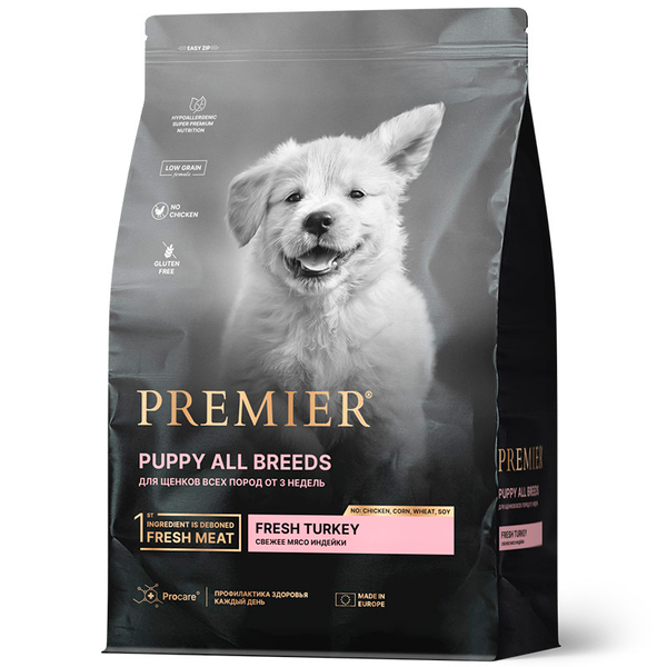 Сухой корм Premier Dog Turkey PUPPY свежее мясо индейки для щенков всех пород 1 кг (Премьер)