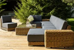 "Капри" трансформирующаяся лаунж-зона из искусственного ротанга, цвет соломенный