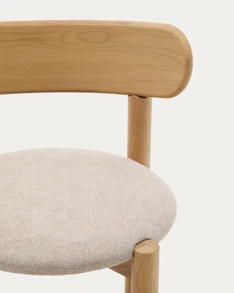 Стул Nebai, бежевый шенилл, массива дуба светлый