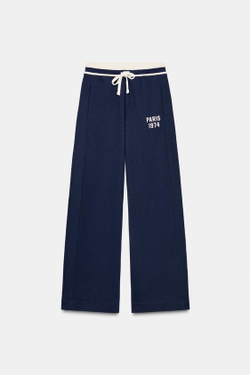 ZARA БРЮКИ В СТИЛЕ ПРЕППИ, ТЕМНО-СИНИЙ