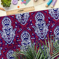 Ткань флис египетский фараон с краснымм узорами