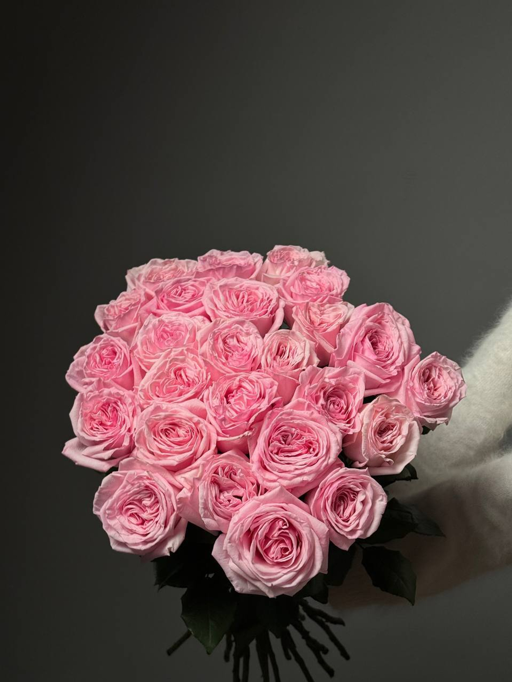 15 розовых пионовидных роз