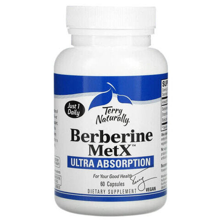 Фрукты и ягоды Terry Naturally, Berberine MetX, улучшенная абсорбция, 60 капсул