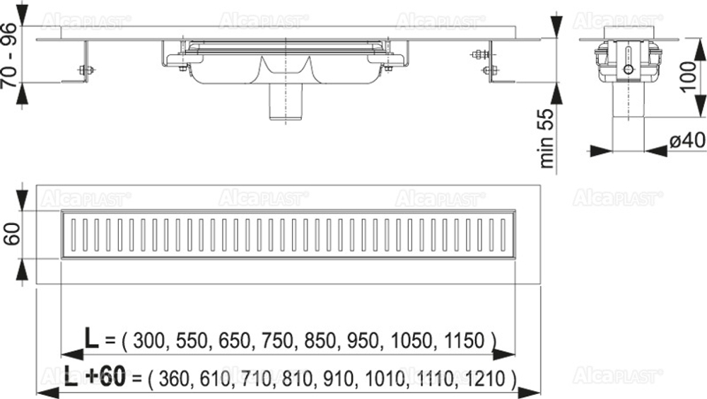 Душевой лоток AlcaPlast APZ1101-300 Low