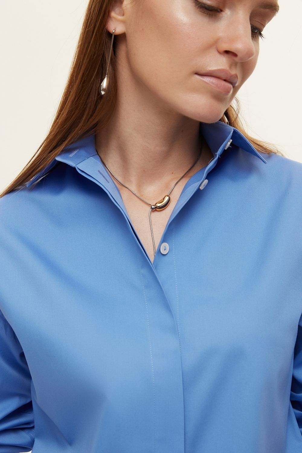 Рубашка Хельсинки васильковая хлопок