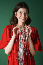 Платье с жабо и рукавами-фонариками из крепа, "Аленький цветочек"