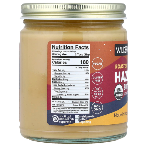 Wilderness Poets, Обжаренное масло из фундука, кремовая консистенция, 227 г (8 унций)