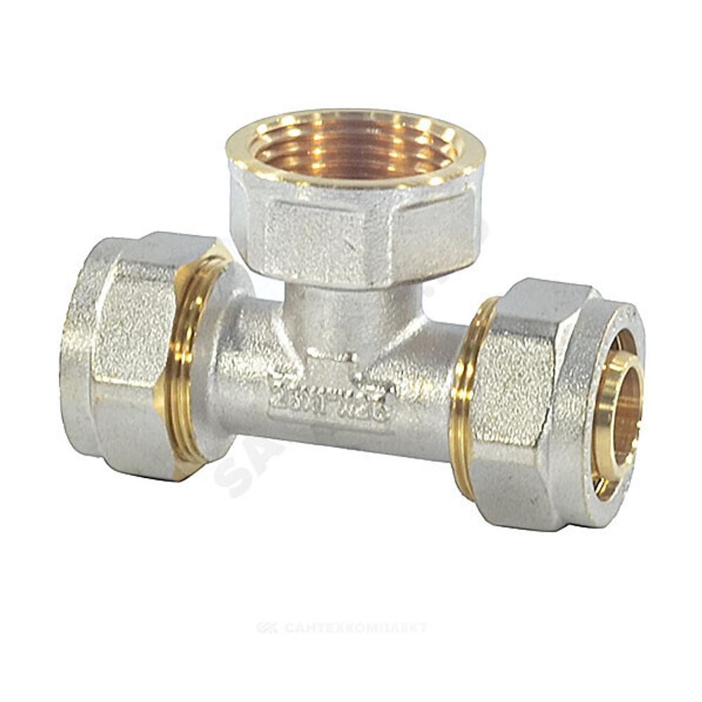 Тройник МП латунь никель обжим Дн 20х3/4"х20 ВР ГОСТ 32415-2013 7013 Aquasfera 7013-02
