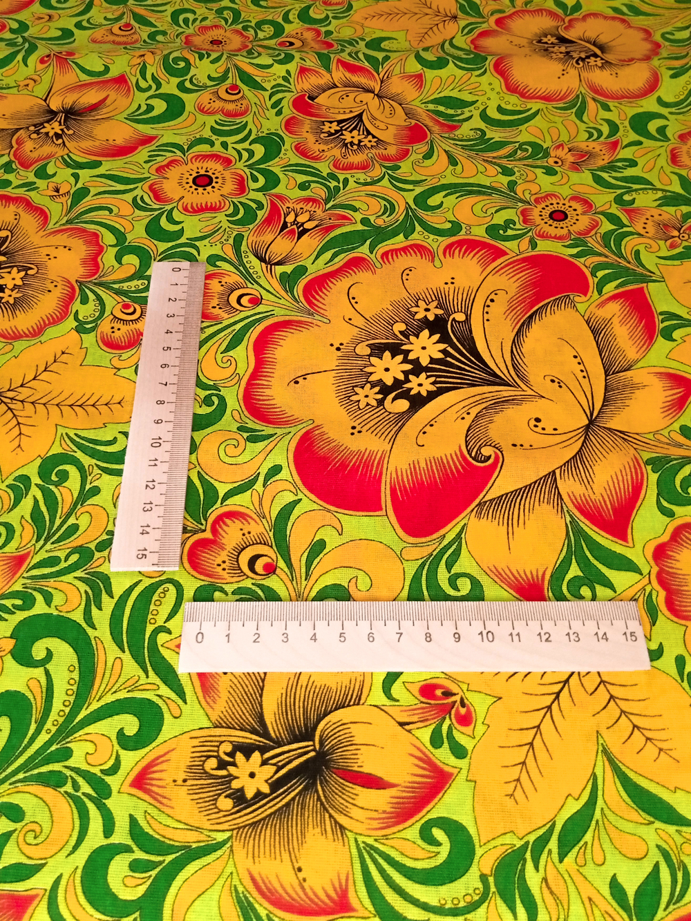 Ткань бязь плательная, рис. "Хохлома", ширина 150 см, арт. 34.3