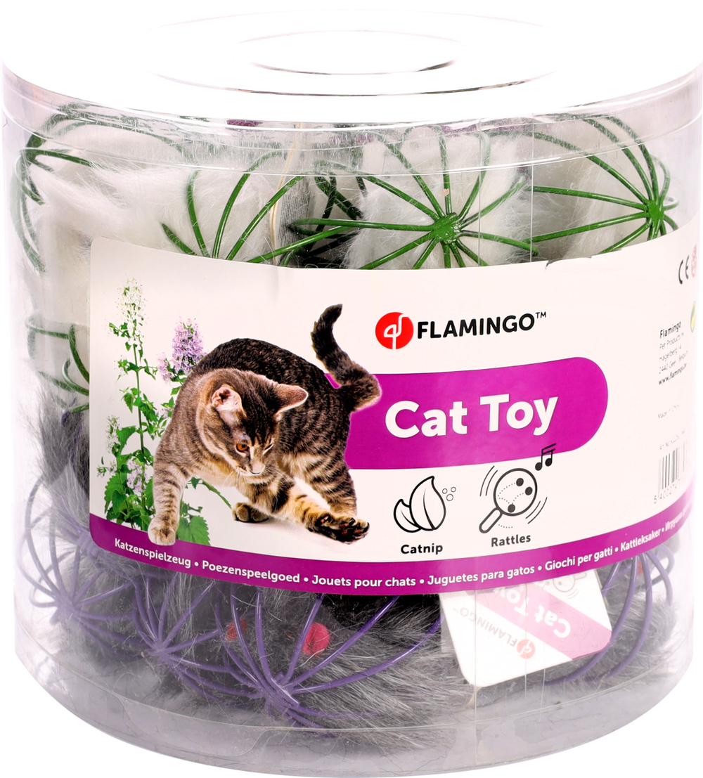 Игрушка для кошек "Мыши в проволочных шарах", 6 см, 24 шт, Flamingo