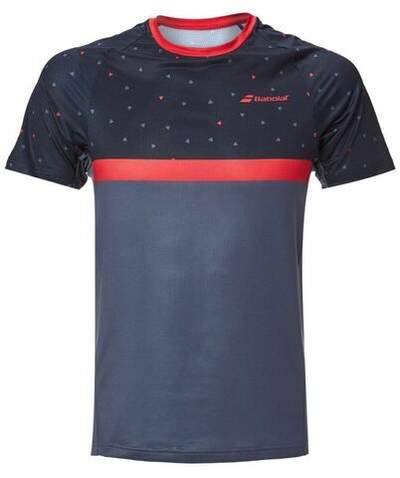 Футболка мужская теннисная Babolat Compete Crew Neck Tee M - black/poppy red