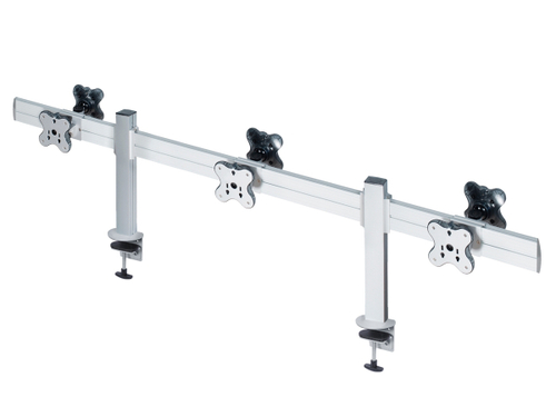 ErgoFount TBBS-600C Настольное крепление back-to-back для 6 мониторов диагональю до 24'' конфигурации 1х3 с зажимом к столу типа "С". Цвет - серебристый