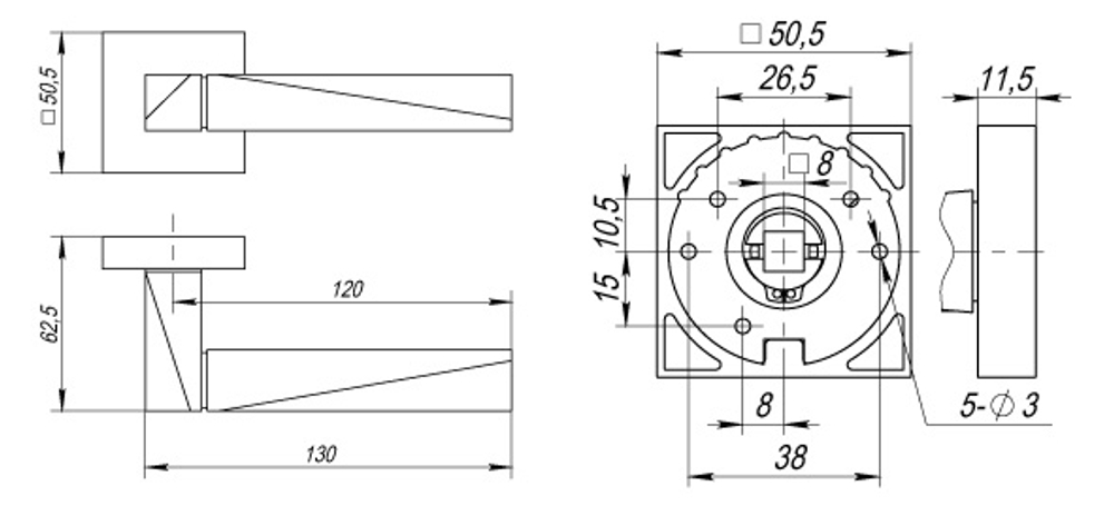 Ручка раздельная K.DM51.DIAMOND (DIAMOND DM) SN/CP-3 матовый никель/хром