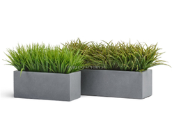 Кашпо TREEZ ERGO - серия Just - Узкий низкий прямоугольник - Светло-серый камень