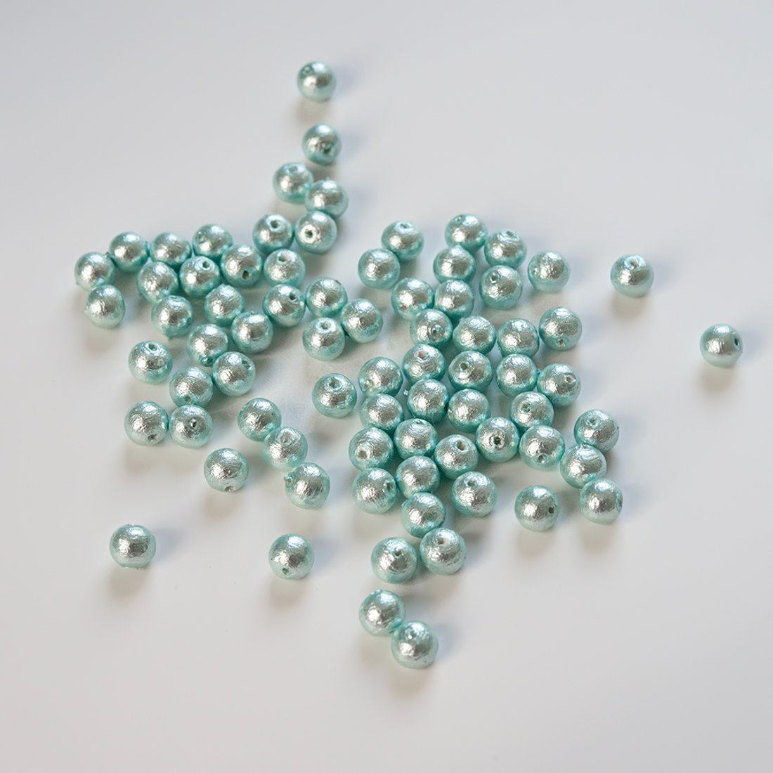 Хлопковый жемчуг, оттенок "Aqua", шар 6мм, сквозное отверстие