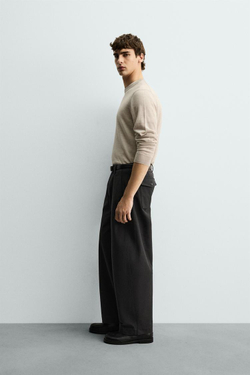 ZARA ШЕРСТЯНОЙ СВИТЕР КЛАССИЧЕСКОГО КРОЯ, БЕЖЕВЫЙ