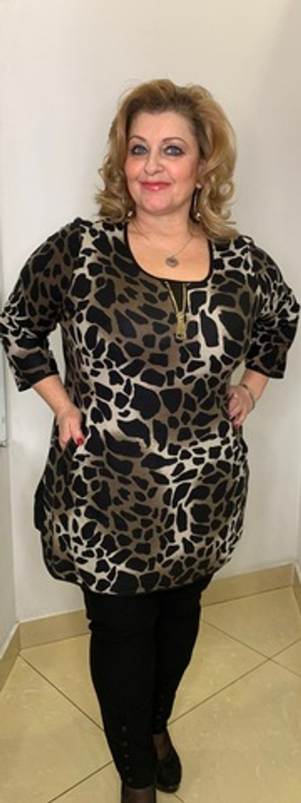 Пятнистая туника с молнией и кармашками