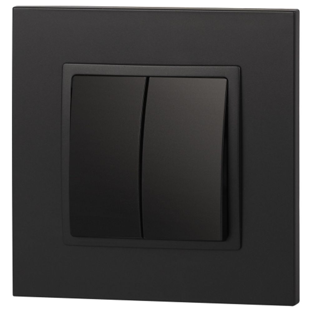 14-1104-05 ЭРА Выключатель двойной, 10АХ-250В, IP20, Эра Elegance, антрацит | Elegance Антрацит