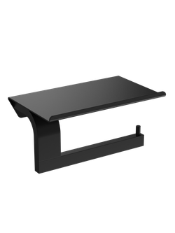 Держатель для туалетной бумаги STWORKI Вестфолл S08345BK настенный, матовый черный, с полкой