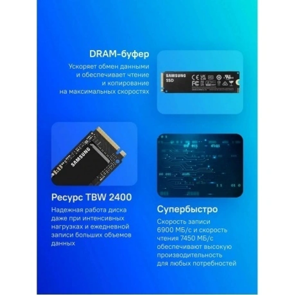 Накопитель SSD Samsung M.2 4.0Tb 990 PRO Series [MZ-V9P4T0BW] PCI-E DDR4