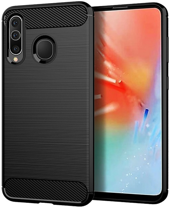 Чехол для Samsung Galaxy A60 (Galaxy M40) цвет Black (черный), серия Carbon от Caseport