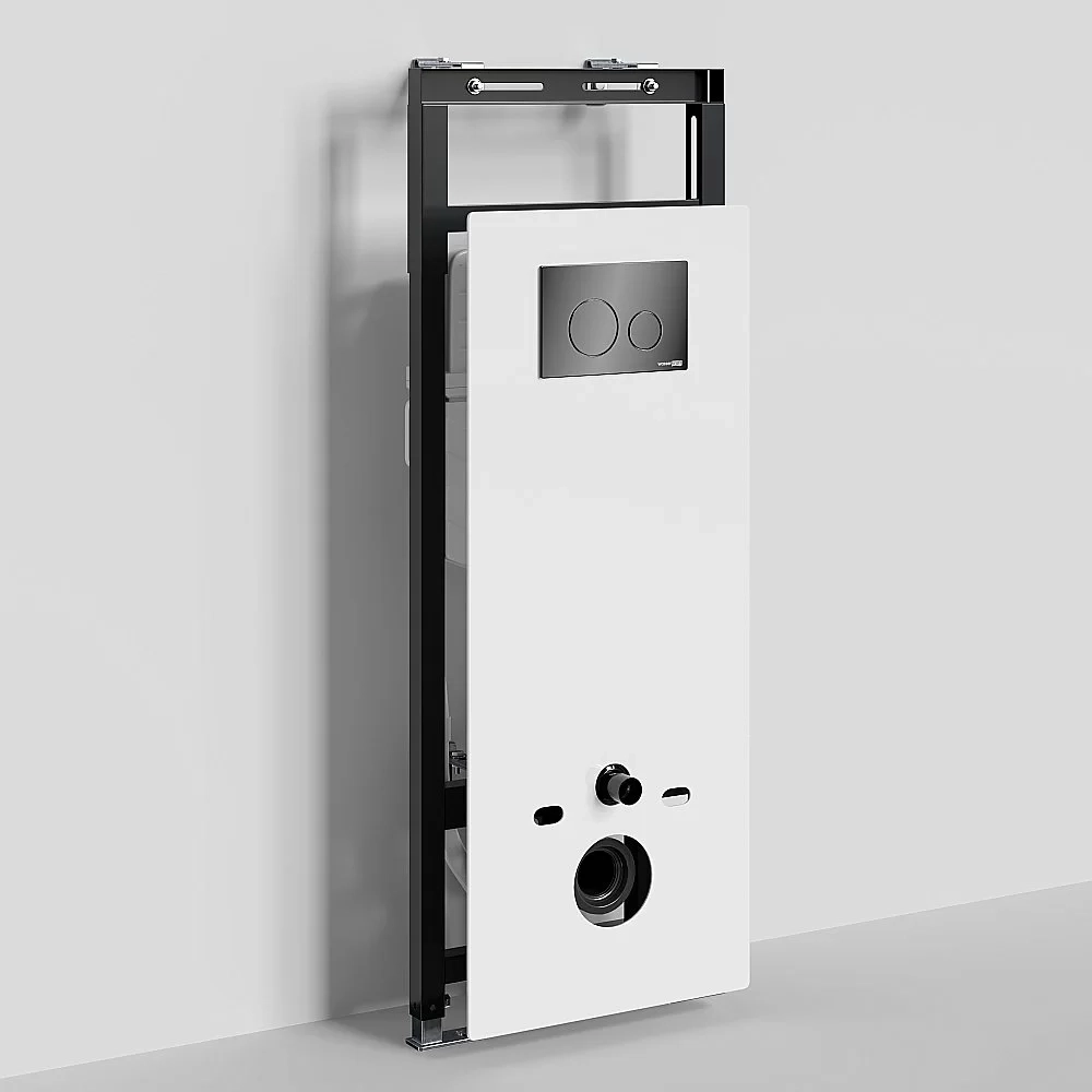Инсталляция для унитаза WasserKraft Salm 27TLT.010.ME.WH.PB02 белая панель/кнопка черная глянцевая