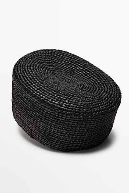 Massimo Dutti Шляпа-таблетка из рафии, черный