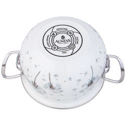 КАСТРЮЛЯ AGNESS ЭМАЛИРОВАННАЯ СО СТЕКЛЯННОЙ КРЫШКОЙ СЕРИЯ "DANDELION", 2,0 Л ДИА. 18СМ