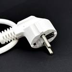 Белый шнур силовой, кабель питания ПВС-ВП 3х0,75 1.2 м с Г-образной евровилкой