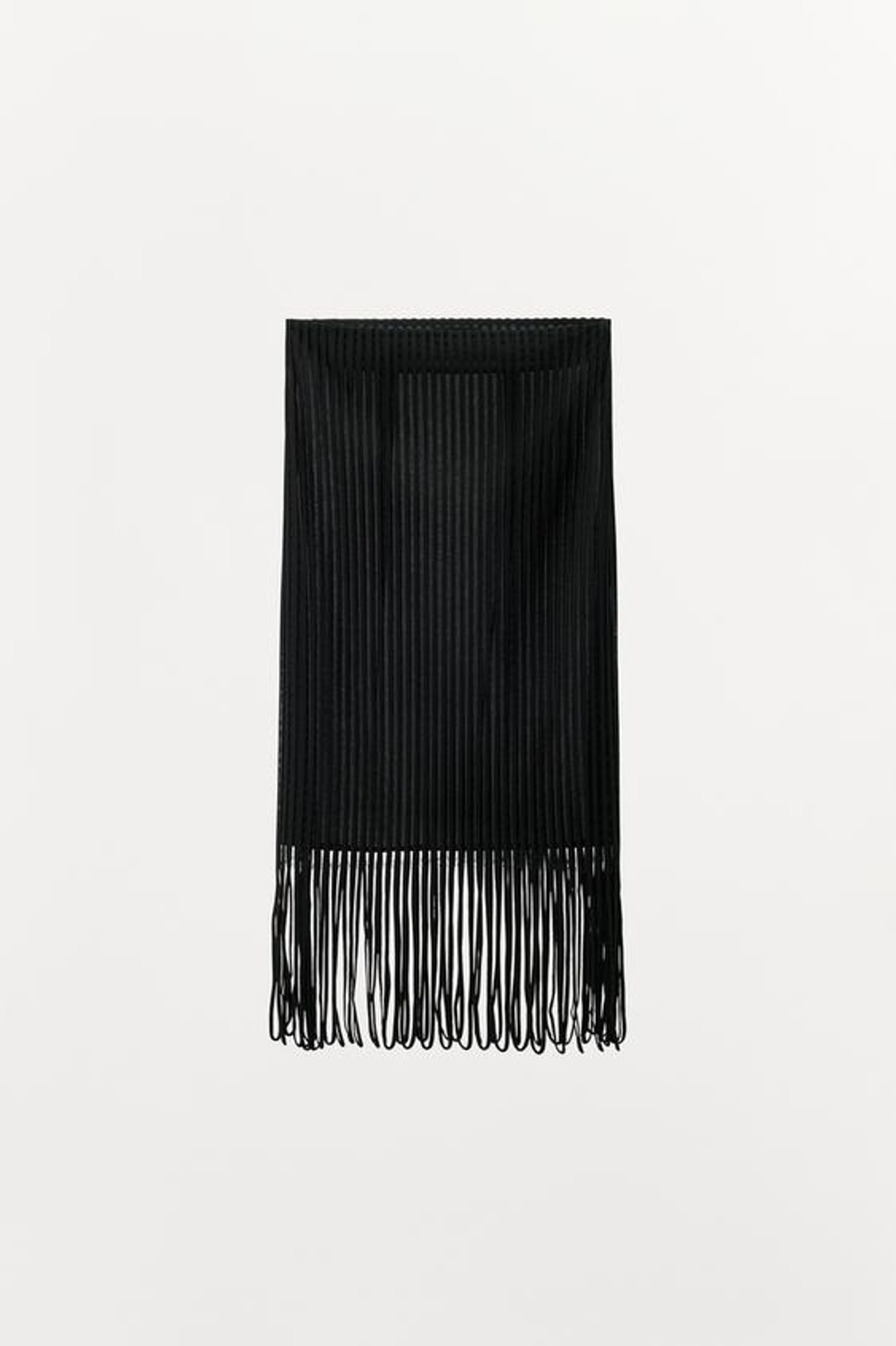 ZARA ЮБКА С БАХРОМОЙ И ЛЕНТАМИ, ЧЕРНЫЙ