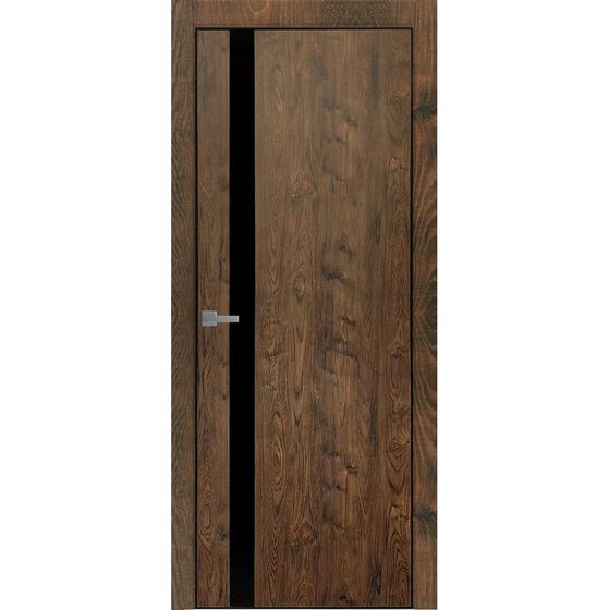 Купить Дверь экошпон Tamburat Light 4105 орех шоколадный кромка ABS чёрная стекло чёрная лакобель