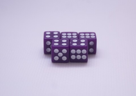 Кости 12 мм. Д6 фиолетовые прямые края - 5 шт.