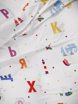 Простынь на резинке перкаль Сказка "Азбука" 90x200 см