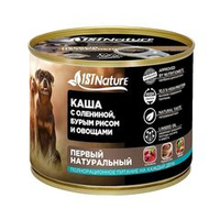 Влажный корм для собак 1STNature Каша с олениной, бурым рисом и овощами, Банка 525 г